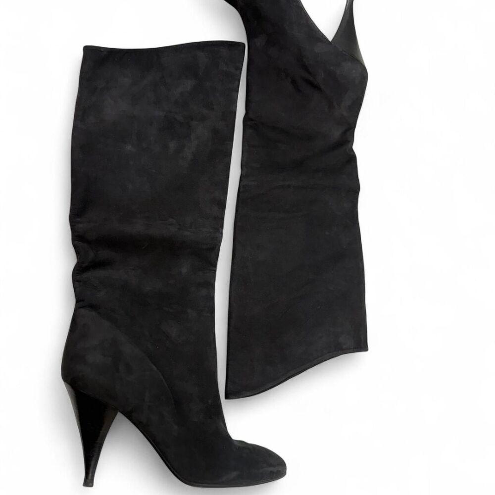 A D Molina Women's Black Tall Suede Boots with heal